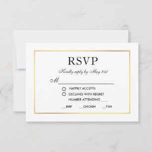 Cartão de RSVP Preto e Branco de Casamento Elegant