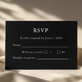 Cartão de RSVP Preto e Branco Editável