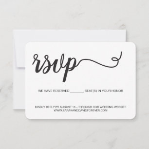 Cartão de RSVP preto e branco sem envio postal