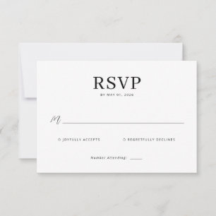 Cartão de RSVP Preto Elegante