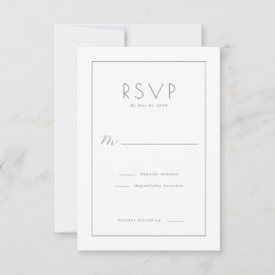 Cartão de RSVP Preto Elegante
