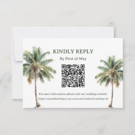 Cartão de RSVP QR Palmeiras Tropicais