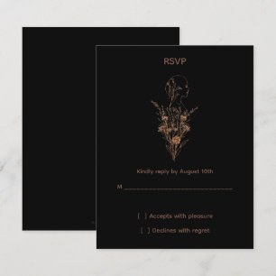 Cartão de RSVP Rosa Dourado Flor Silvestre Minimal