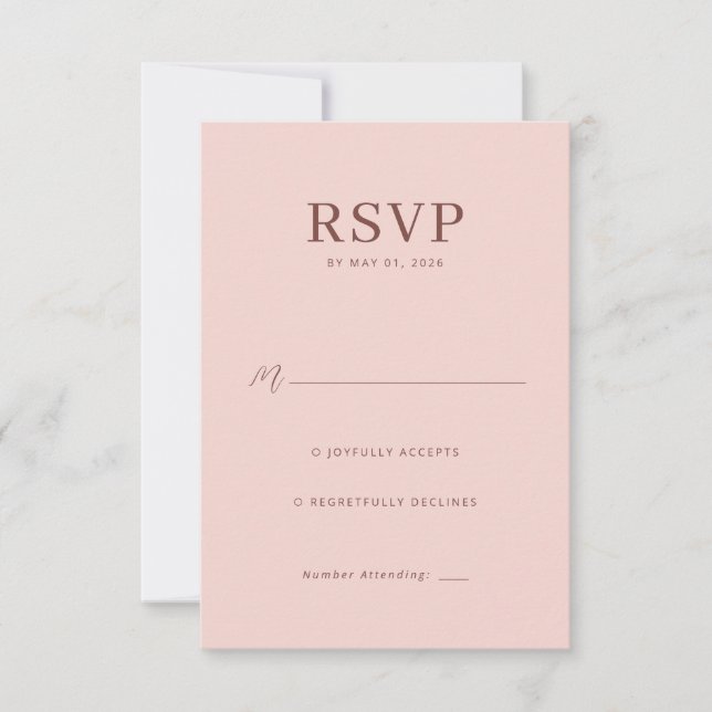 Cartão de RSVP Rosa Elegante (Frente)