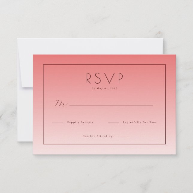 Cartão de RSVP Rosa Elegante (Frente)