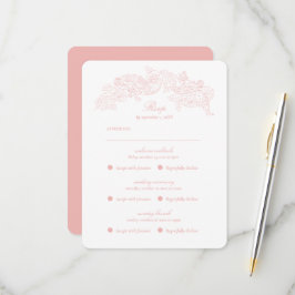 Cartão de RSVP Rosa Romântico Vitoriano de Múltipl