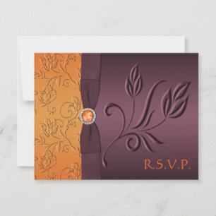 Cartão de RSVP Roxo e Tangerina