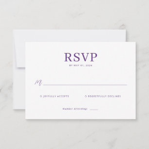 Cartão de RSVP Roxo Elegante