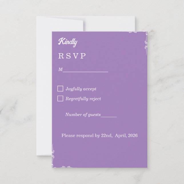 Cartão de RSVP Royal Amethyst (Frente)