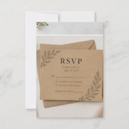 Cartão de RSVP Rustic Kraft, Cartão de Resposta de