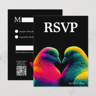 🌈 Cartão de RSVP Simples com Código QR Pombas da