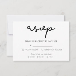 Cartão de RSVP simples com escolha de refeição
