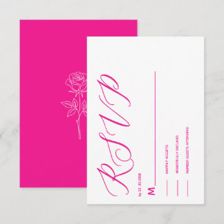 cartão de RSVP simples e elegante rosa fúcsia clás