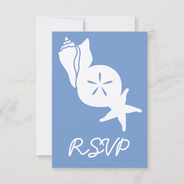 Cartão de RSVP Summer Seashells in Periwinkle (Frente)