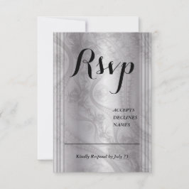 Cartão de RSVP Tons de Cinza com detalhe de renda