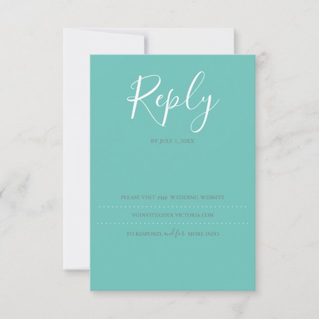Cartão de RSVP Turquesa, Site de Casamento (Frente)