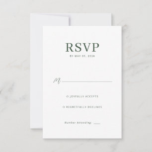 Cartão de RSVP Verde Elegante
