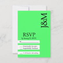 Cartão de RSVP verde limão minimalista