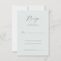 Cartão de RSVP Verde Pastel Elegante
