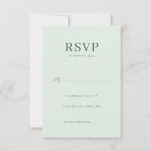 Cartão de RSVP Verde Pastel Elegante
