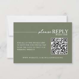 Cartão de RSVP Verde Sage com Tipografia Minimalis