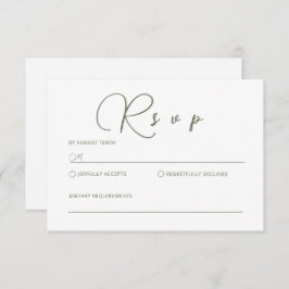 Cartão de RSVP Verde Sage Minimalista