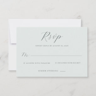 Cartão de RSVP Verde Suave e Elegante