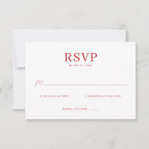 Cartão de RSVP Vermelho Elegante