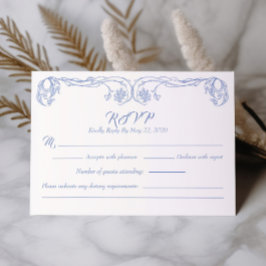 Cartão de RSVP Vintage Elegante – Filigrana de Ros