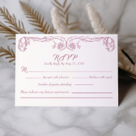 Cartão de RSVP Vintage Elegante – Filigrana de Ros