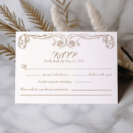 Cartão de RSVP Vintage Elegante – Filigrana de Ros