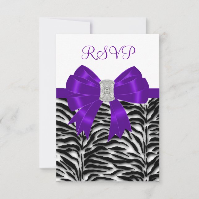 Cartão de RSVP Zebra Roxa (Frente)