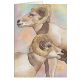 Cartão de Saída "2 Rams Watercolor Sketch/Arrohead