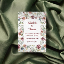 cartão de salva data de casamento floral romântico