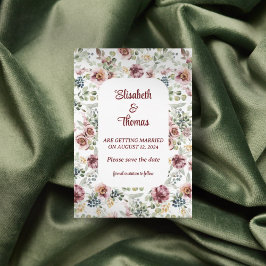 cartão de salva data de casamento floral romântico