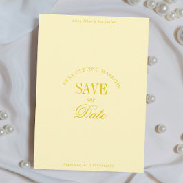 Cartão de Salvar a Data Amarelo Elegante e Sofisti