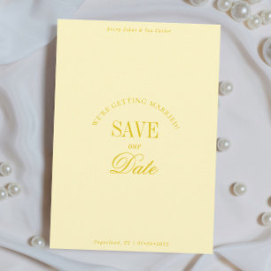 Cartão de Salvar a Data Amarelo Elegante e Sofisti