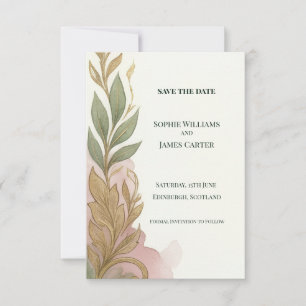 Cartão de Salvar a Data Blush Sage Gold