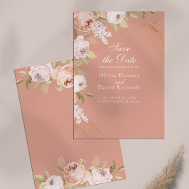 Cartão de Salvar a Data Boho Pink Peonies