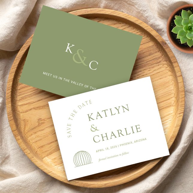 Cartão de Salvar a Data com Cacto Moderno do Sudoe (Modern Southwestern Cactus Save The Date Card)