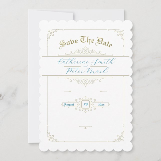 Cartão de Salvar a Data com Charme Vintage (Frente)