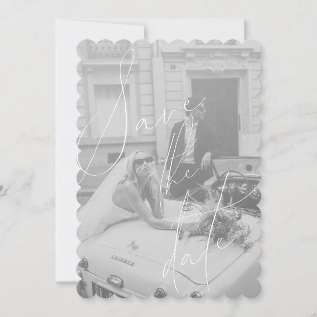 Cartão de Salvar a Data com Roteiro Minimalista Pl (Frente)