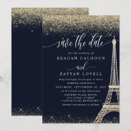 Cartão de Salvar a Data da Torre Eiffel de Paris e