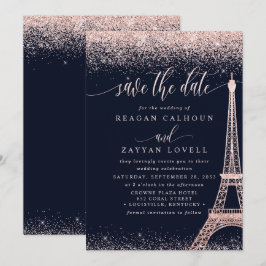 Cartão de Salvar a Data da Torre Eiffel de Paris e