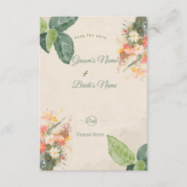 Cartão de Salvar a Data de Casamento com Aquarela