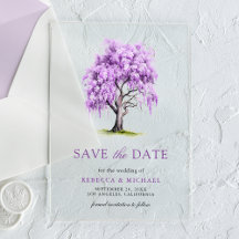 Cartão de Salvar a Data de Casamento com Árvore Fl