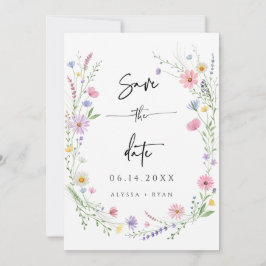 Cartão de Salvar a Data de Casamento com Flor Silv