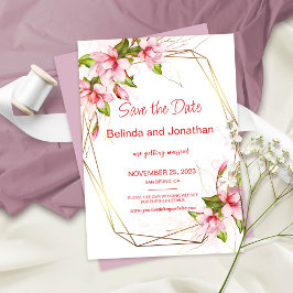 Cartão de Salvar a Data de Casamento com Floral de