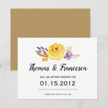 Cartão de Salvar a Data de Casamento com Floral em