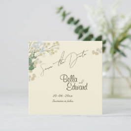 Cartão de Salvar a Data de Casamento com Floral Su